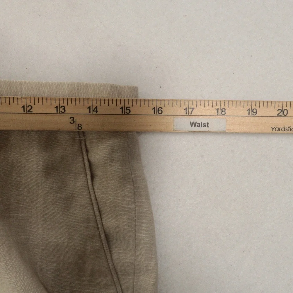 Perry Ellis Dress Pants Men 29x30 Slim Fit Flat Front Khaki Tan Linen Blend EUC